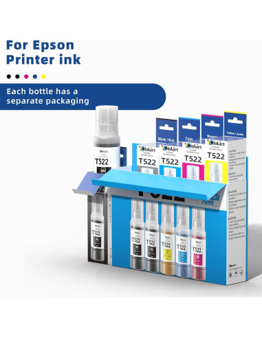 Botellas de Tinta 522 Xcinkjet para Epson EcoTank 70ml (2BK C M Y)