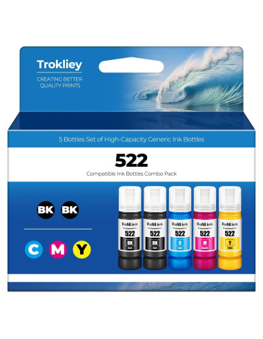 Botellas de Recarga de Tinta 522 Trokliey para Impresoras ET