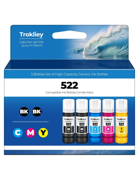 Botellas de Recarga de Tinta 522 Trokliey para Impresoras ET