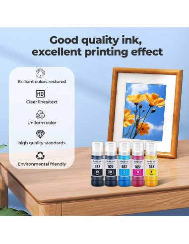 Botellas de Recarga de Tinta 522 Trokliey para Impresoras ET