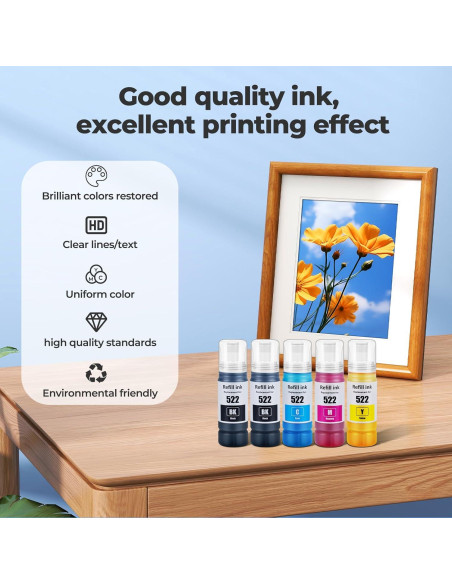 Botellas de Recarga de Tinta 522 Trokliey para Impresoras ET