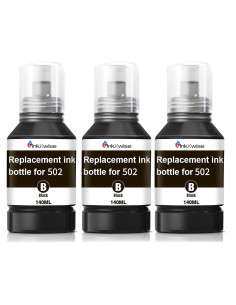 Tinta Negra Pigmento InkXwise 502 para Epson Ecotank - 3 Botellas
