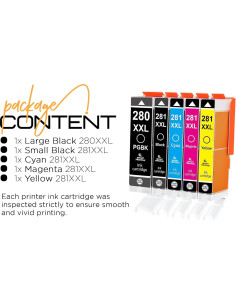 Cartuchos de Tinta Canon PGI-280 CLI-281 XXL 5 Piezas 2