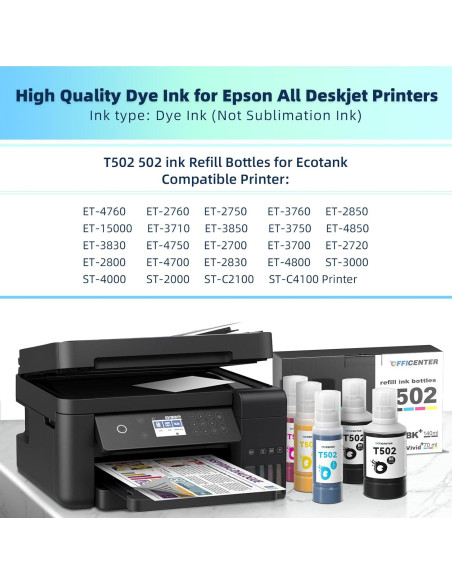 Botellas de Tinta Recarga OFFICENTER T502 para Ecotank 140ml