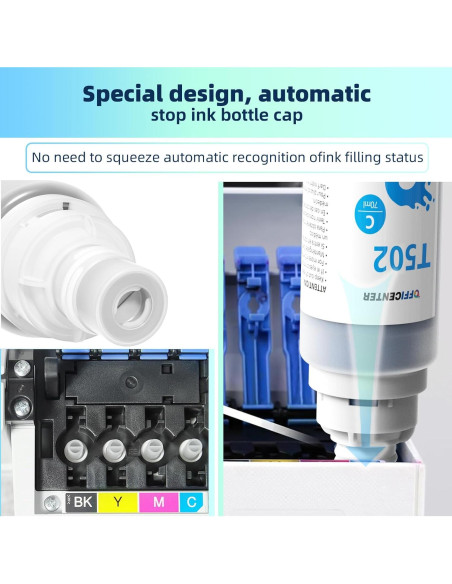 Botellas de Tinta Recarga OFFICENTER T502 para Ecotank 140ml