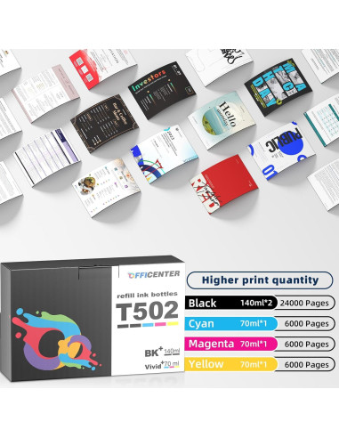 Botellas de Tinta Recarga OFFICENTER T502 para Ecotank 140ml