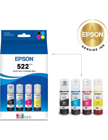 Botellas de Tinta Epson EcoTank T522120-BCS Combo Negro y Color