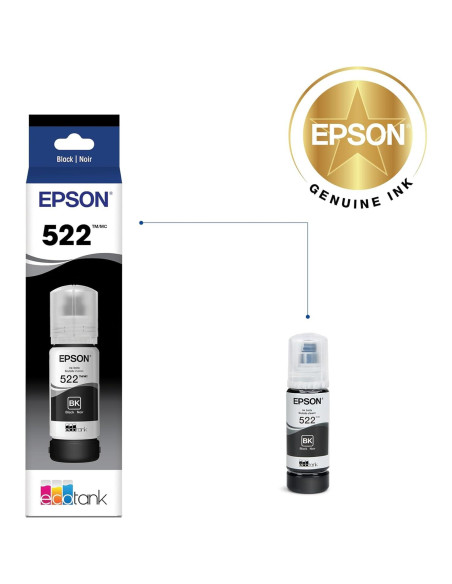 Botella de Tinta Negra Epson EcoTank T522 Alta Capacidad 109.5g