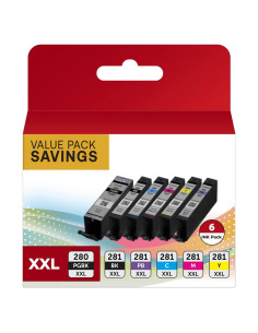 Cartuchos de Tinta Compatible Canon PGI-280XXL CLI-281XXL Paquete de 6