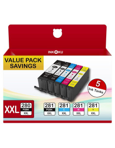 Cartuchos de Tinta INKOKU 280XXL 281XXL Compatible Canon - Paquete de 5