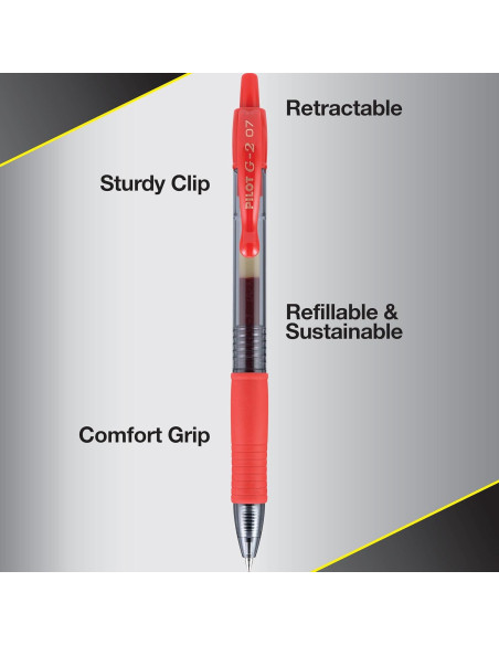 Bolígrafos de Gel Pilot G2 Punta Fina 0.7 mm Colores Asortidos