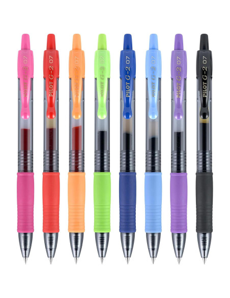 Bolígrafos de Gel Pilot G2 Punta Fina 0.7 mm Colores Asortidos