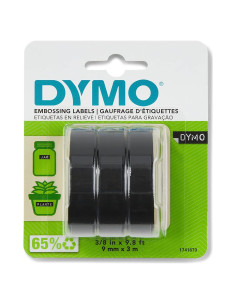 Etiquetas de Embossing DYMO 1 cm x 3 m, Paquete de 3, Negro