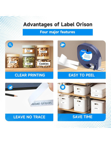 Cinta de Etiqueta Dymo LetraTag Label Orison 12mm Negro/Blanco 5P