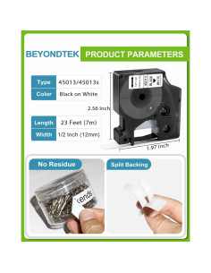 Cintas de Etiquetas Dymo D1 45013 12mm x 3m 5Pk BEYONDTEK 2