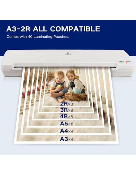 Laminadora Térmica A3 Zyerch 7 en 1 con 40 Fundas