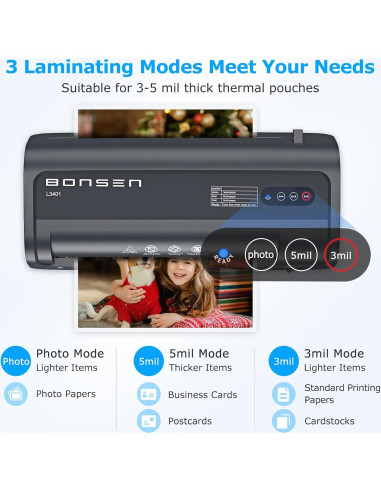 Laminadora Térmica A4 BONSEN 9.33" 4 en 1 con 100 Hojas