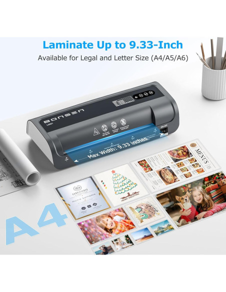 Laminadora Térmica A4 BONSEN 9.33" 4 en 1 con 100 Hojas