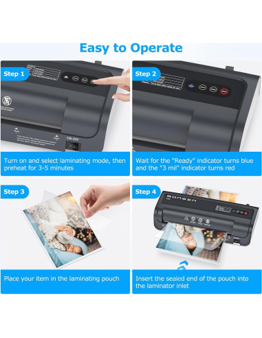 Laminadora Térmica A4 BONSEN 9.33" 4 en 1 con 100 Hojas