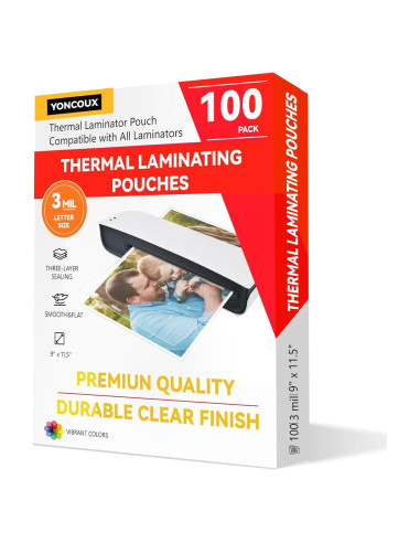 Hojas de Laminado Térmico YONCOUX 100 pcs 3 mil Carta