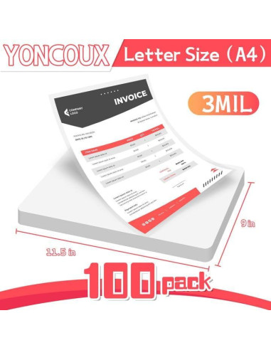 Hojas de Laminado Térmico YONCOUX 100 pcs 3 mil Carta