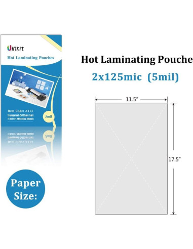 Bolsas de Laminado Térmico Uinkit 11.5x17.5" 5 Mil Paquete 50