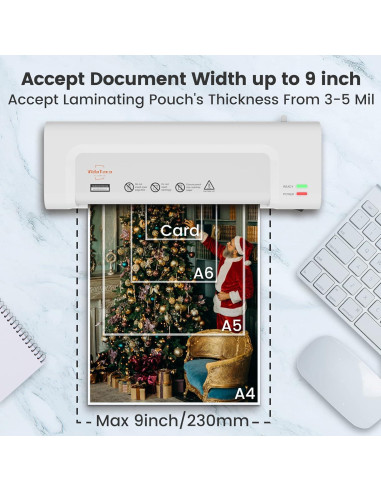 Laminadora Térmica VidaTeco 22.86 cm con 20 Hojas 3 mil