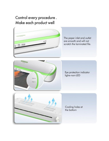 Laminadora Térmica Silenciosa SINOPUREN 9" A4 Verde