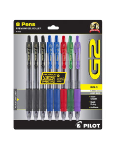 Bolígrafos de Gel Pilot G2, Punta Gruesa 1 mm, Paquete de 8