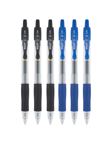 Bolígrafos de Gel Pilot G2 Extra Fino 0.5mm Negro y Azul (6 unidades)