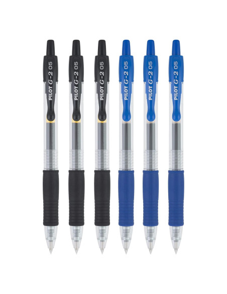 Bolígrafos de Gel Pilot G2 Extra Fino 0.5mm Negro y Azul (6 unidades)