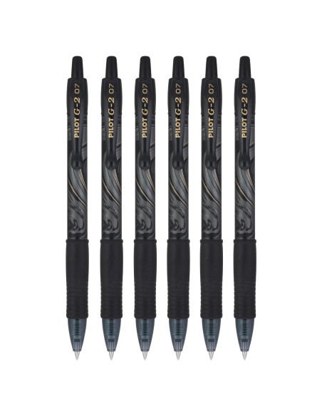 Bolígrafos de Gel Retráctiles PILOT G2 Mineral 0.7mm Tinta Negra - Paquete de 6 Bolígrafos de Gel Retráctiles PILOT G2 Mineral 0.7mm Tinta Negra - Paquete de 6