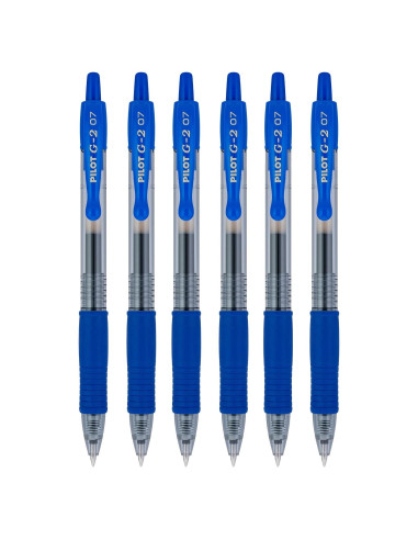 Bolígrafos de Gel Retráctiles PILOT G2 Premium 0.7mm Azul, 6 Unidades