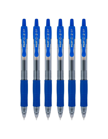 Bolígrafos de Gel Retráctiles PILOT G2 Premium 0.7mm Azul, 6 Unidades