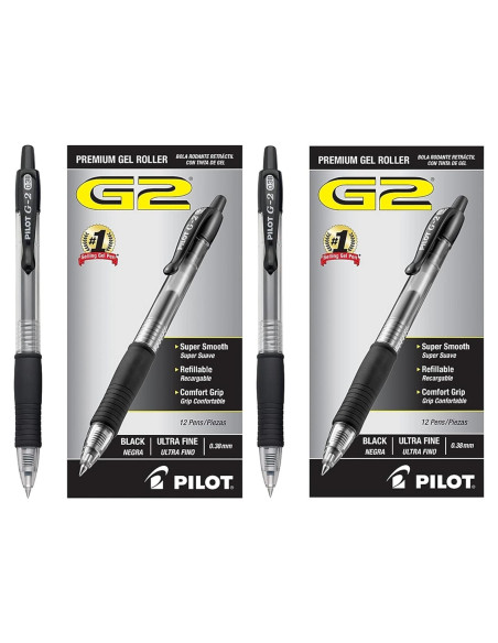 Bolígrafos de Gel Pilot G2 Premium 0.38 mm Tinta Negra 12 Unidades Bolígrafos de Gel Pilot G2 Premium 0.38 mm Tinta Negra 12 Unidades