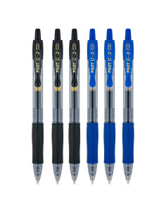 Paquete de bolígrafos Pilot G2 retráctiles de gel Bold 1.0mm - 6 unidades