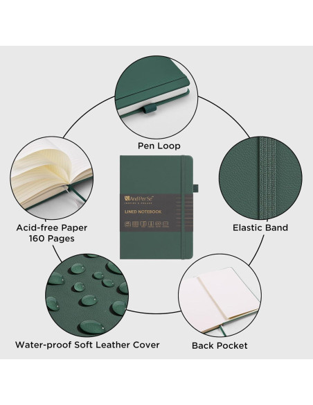 Cuaderno A5 Rayado And Per Se 160 Páginas Verde Tapa Dura