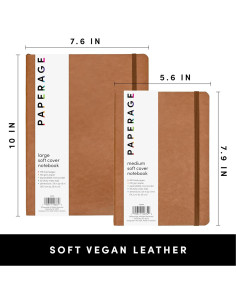 Cuaderno Tapa Blanda PAPERAGE Mediano 160 Páginas Rayadas Cognac 2