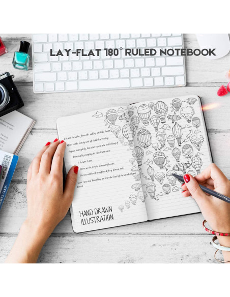 Cuadernos Huhuhero A5 Tapa Dura 10 Páginas Rayadas Negro