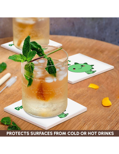 Juego de 8 Posavasos de Cerámica 3dRose - Dinosaurios