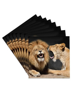 Juego de 8 Posavasos de Cerámica 3dRose Leones Divertidos