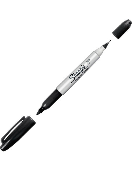 Marcador Permanente Twin Tip Sanford 32201 Punta Fina y Ultra Fina Negro