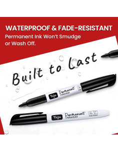 Marcadores Permanentes Taja 30 Unidades Punta Fina Negro 2