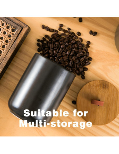 Juego de 3 Tarros de Cerámica Negra Kendiis con Tapa Hermética