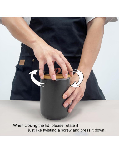 Juego de 3 Tarros de Cerámica Negra Kendiis con Tapa Hermética