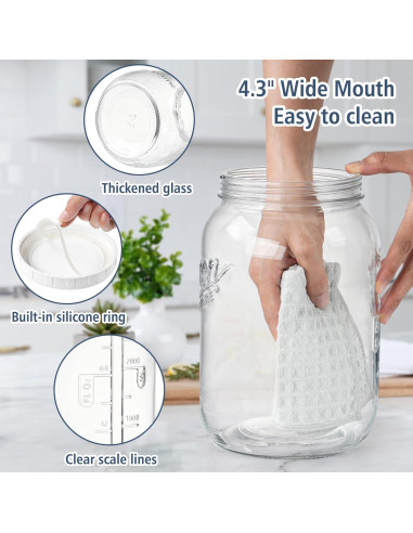 Tarro de Vidrio de 3.785 L con Tapa Hermética Folinstall