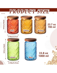 Tarros de Vidrio Vintage Outus 5 Pcs 700ml y 1000ml con Tapas 2