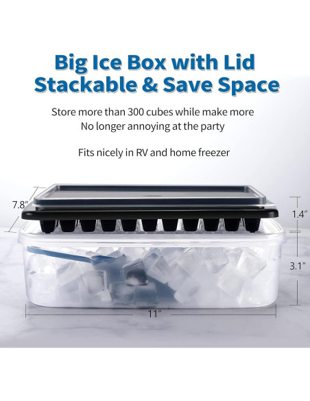Bandeja de Hielo ARTLEO con Tapa y Contenedor 55 Cubos