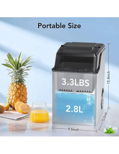 Máquina de Hielo de Mostrador Garvee ICJU_IZ01 44 kg/día Acero Inoxidable