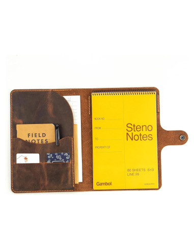 Cubierta de Cuero Genuino para Bloc de Notas Steno 25x17.5cm